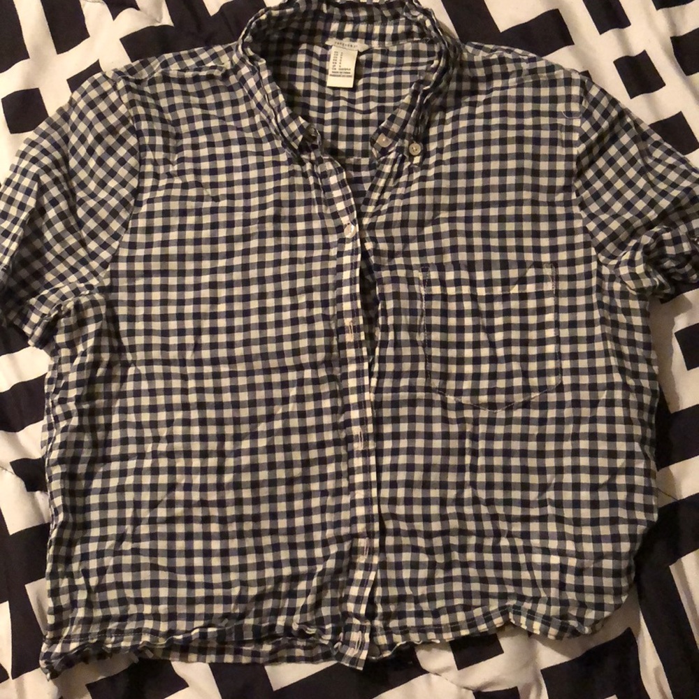 Plaid crop button up